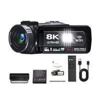 LICAEVEY 8K Video Camera, 64MP Digital Zoom Camcorder for YouTube, 18X Digital Video Cameras with 3 Inch Touch Screen WiFi LED Light, for Travel Vlog Live Streaming