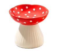 LICAEVEY Ceramic Cat Bowl, Mushroom Elevated Cat Food & Water Bowl, Fatigue Prevention, Raised Pedestal for Neck Strain Relief, Glazed Ceramic, Wide Opening, Stable Base