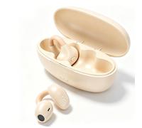 LICAEVEY Clip On Bone Conduction Earbuds, Wireless Bluetooth 6.0 Open Ear Headphones with AI Clear Calls 40H Playtime IPX7 Water Proof, for Sports Running Travel Work (Nude)