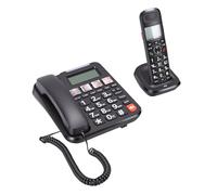 LICAEVEY Corded Cordless Phone, Full Duplex Handsfree Home Phone with Backlit Screen Keyboard, Caller ID Call Waiting Volume Control, Expandable Up to 5 Handsets for Home Office (GB Plug)
