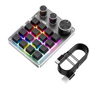 LICAEVEY Custom Macro Pad, 16 Key Programmable Mechanical Keyboard with 3 Knobs & RGB LED, Keypad for Photoshop, Gaming, Shortcuts, Fit for Wins OS X (Black)