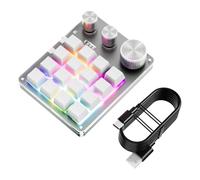 LICAEVEY Custom Macro Pad, 16 Key Programmable Mechanical Keyboard with 3 Knobs & RGB LED, Keypad for Photoshop, Gaming, Shortcuts, Fit for Wins OS X (White)