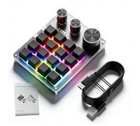 LICAEVEY Customizable Programming Keyboard, 16 Keys 3 Knobs USB Wired Gaming Keypad with Volume Control, Programmable Shortcut Macros for Gaming, Coding, Creative Work (Black)