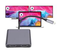 LICAEVEY Dual Monitor USB C to HDMI Adapter, 4K 60Hz Type C to 2 HDMI Splitter for Extended Display Mode, Plug and Play for Laptop Docking Station