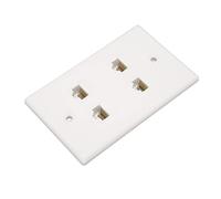 LICAEVEY Ethernet Wall Plate 4 Port Cat6, Jack Insert Wall Plate with Screws for Home Office Network Setup, Space Saving Cover for Ethernet Cable Management