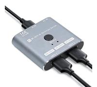 LICAEVEY HDMI Splitter 2 in 1 Out 8K@60Hz 4K@120Hz, Bidirectional 48Gbps HDMI 2.1 Switcher with VRR HDR10+ for PC PS Gaming, Aluminum Alloy