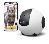 LICAEVEY Home Camera Robot 2.5K 4MP, Movable Pet Camera with 360° Wheels, One Click Call & 2 Way Talk, Indoor Security Robot for Cats Dogs