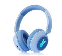 LICAEVEY Kids Bluetooth Headphones, Colorful LED Lights, BT6.0 Wireless Wired Over Ear Headset with Safe Volume Limit, 25H Playtime for Mobile Phone Tablet Laptop (Blue)