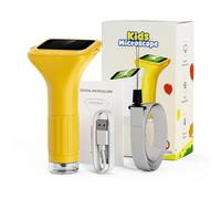 LICAEVEY Kids Microscope, 100X-1000X Handheld Digital with 8 LED Lights, Portable Pocket Science Educational Toy for Home and Outdoor Exploration (Orange)