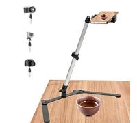 LICAEVEY Overhead Phone Mount Stand, 360° Rotation Adjustable Tripod with Phone Holder Clip & Remote, Desk Mount for Baking Online Teaching Live Streaming Webcam