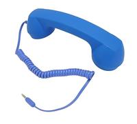 LICAEVEY Retro Cell Phone Handset with 3.5mm Plug, Radiation Proof Wired Telephone Handset Receiver for Smartphone Computer, One Button Answer, Adjustable Volume, 9ft Coiled (Blue #14)