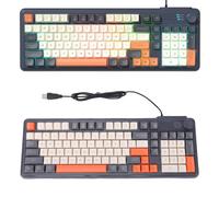 LICAEVEY RGB Backlit Wired Gaming Keyboard, Light Up USB Computer Keyboard with Stylish Design & Ergonomic Arc Keycaps for Multiple Operating Systems