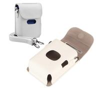 LICAEVEY Smartphone Printer Travel Case Hard Case for Mini Link 2 Mini Link Shockproof PU Leather Vintage Style with Adjustable Shoulder Strap Photo Exit Pocket (White)