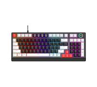 LICAEVEY T WOLF T50 RGB Mechanical Keyboard, 98 Key Hot Swappable Blue Switch with Dynamic 16.8M Color RGB Lighting, Ergonomic Design for PC Gaming Work Multimedia Rotary Knob (Gray Black Red)