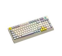 LICAEVEY T WOLF T50 RGB Mechanical Keyboard, 98 Key Hot Swappable Blue Switch with Dynamic 16.8M Color RGB Lighting, Ergonomic Design for PC Gaming Work Multimedia Rotary Knob (Gray Beige Yellow)