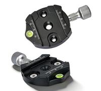 LICAEVEY Universal Circular Quick Release Clamp with 3/8 Inch Thread Hole, Built in Leveling Bubble Adjusting Knob, Dual Anti Slip Grooves Precision Scales for Photography