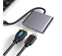 LICAEVEY USB C to Dual HD Multimedia Interface Adapter, Supports 4K 60Hz Extended and Mirrored Display, Type C to HD Multimedia Splitter for Laptop Multi Screen Productivity Gaming