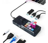 LICAEVEY USB Docking Station Hub with Touch Control LCD Screen, 8 in 1 Multiport Adapter, PD 100W Fast Charging, 4K HDTV 3840x2160, RJ45 Ethernet, USB 3.0 for Laptop