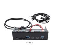 LICAEVEY USB3.2 GEN1 Front Panel Hub, 5.25 Inch 19 Pin with 2 USB 2 Type C Ports, Headphone Jack Compatible with Wins OS X Linux for PC Case Expansion, External Device Connection