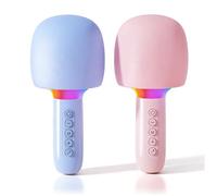 LICAEVEY Wireless Karaoke Machine Microphone, Bluetooth Mic with RGB Lights, 3.5mm AUX and Vocal Suppression, Ideal for Home Parties, Duets, and As a Gift for All Ages (Blue)