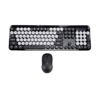 LICAEVEY Wireless Keyboard and Mouse Combo, Retro Typewriter Style Round Keycaps Keyboard, 2.4GHz Full 104 Keys, Cute Design for PC Laptop Desktop, Home Office (Black)