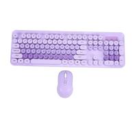 LICAEVEY Wireless Keyboard and Mouse Combo, Retro Typewriter Style Round Keycaps Keyboard, 2.4GHz Full 104 Keys, Cute Design for PC Laptop Desktop, Home Office (Purple)