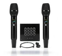 LICAEVEY Wireless Microphone Karaoke Mixer System, Dual Handheld Wireless Microphone with Integrated Equalizer for Sound Card Speaker Instrument Amplifier