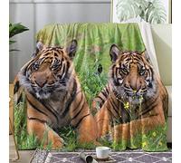 LICAPE Tiger Blanket, Fleece Throw Blanket - 3D Animal Theme Blankets and Throws for Sofa Bed, Super Soft Flannel Blanket, Cozy Fluffy, Single 130x150 cm