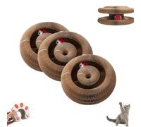 Licca Curling Toy for Cats, Magic Organ Cat Scratch Board Foldable Cats Accordion, Flexible Scratcher, Cardboard Scratchers for Indoor with Interactive Bell Ball (3pcs)