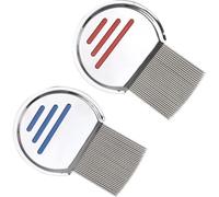 Lice Combs Flea Lice Removal Combs Stainless Steel Metal Head Nit Hair Comb Nit Treatment Removes Dandruff Nits Ticks Eggs with Double Sided Teeth for Pets(Red Blue)