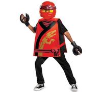 Licenced Kids LEGO Ninjago Kai Costume Boys Red Ninja Halloween Fancy Dress O/S