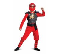 Licenced Kids Lego Ninjago Kai Legacy Jumpsuit Costume Red Ninja Movie Outfit