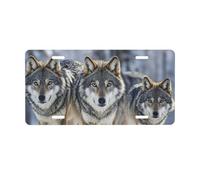 License Plate 30 x 15 CM Car Front License Plate Pack of wolves License Plate Cover Aluminum Vanity Tag for Car Decoration Plates Tag with 4 Holes