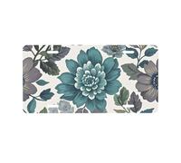 License Plate 30 x 15 CM Car Front License Plate Teal Grey and White Floral License Plate Cover Aluminum Vanity Tag for Car Decoration Plates Tag with 4 Holes
