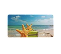 License Plate 30 x 15 cm Personalized Front License Plates Funny Vanity Plates Front Tag Plate Beach Starfish Novelty License Plates Women Car Accessories