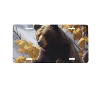 License Plate 30 x 15 cm Personalized Front License Plates Funny Vanity Plates Front Tag Plate Bear on The Branch Novelty License Plates Women Car Accessories