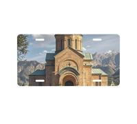 License Plate Armenian Church License Plate Cover with 4 Holes License Plate for Car Aluminum Vanity Tag Decoration Plates Tag Standard Size 30 x 15 CM