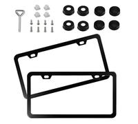 License Plate Bracket - Number Plate Holder, Number Plates, Stainless Steel With Screw Cap Front Rear License Plates Frames For Truck RV SUV Commuting Urban Touring Daily Driving Family Outings Short