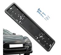 License Plate Frame - Carbon Fiber Euro Plate Holder | Front and Rear Vehicle Bracket | Auto Number Plates Mount for Car, Van, SUV, Truck, European Style Fitting