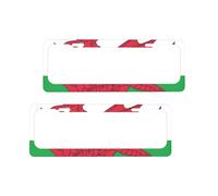 License Plate Frame Welsh Dragon Flag Aluminum License Plate Frame, 2 Pack Uk Standard Number Plate Holder With Hardware, Wales Flag Car Accessory For St David'S Day