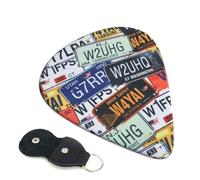 License Plate Guitar Picks, 6 Pcs Guitar Plectrums double-sided printing, suitable for acoustic, electric and bass guitars, including 0.46 mm 0.71 mm 0.96 mm