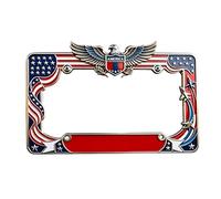 License Plate Holder - 31x17cm 250th Memorial Eagle Metal Protector, US Flag Eagle Graphic Embossed Plate,110g Item Weight, Solid Iron Structural Bracket For Auto Upgrade Exterior Car