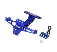 License Plate Holder Adjustable Aluminum Mount With LED Light For Motorcycle(Blue)