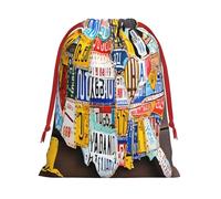 License Plate Map -Print Soft Drawstring Gifts Bags Pouches For Wedding Favors & Party Events, Bulk Storage (Multi-Use) L Size