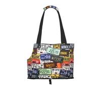 License Plate Print Pet Tote Bag, Foldable Single Shoulder Pet Carrier For Small Pets Dogs Cats