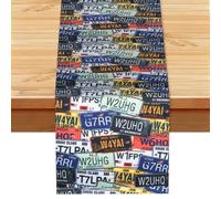 License Plate Printed Table Runner 13x72in, Spring Decor Table Cloth for Kitchen Dining Table & Holiday Family Gatherings