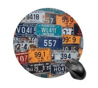 License Plate Round Mouse Pad 7.8 Inch, Portable Gaming Mouse Mat with Non-Slip Rubber Base & Smooth Surface, Waterproof Mousepad for PC, Laptop, Computer, Office, Home