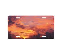 License Plate Sunset at dusk License Plate Cover with 4 Holes License Plate for Car Aluminum Vanity Tag Decoration Plates Tag Standard Size 30 x 15 CM