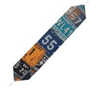 License Plate Table Runner for Dining Table, Short Plush Runners Washable & Durable Tablerunner Modern Home Decor for Wedding, Kitchen, Holiday 200*33cm