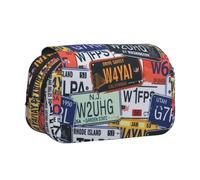 License Platedouble Layer Pencil Case With Flip Top Big Pencil Bag High Storage Pen Case Pouch Stationery Organizer Makeup Bag For Boys Girls Teen College Students School Adults & Office Supplies